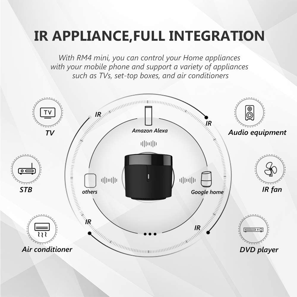 Broadlink RM4 Mini Smart Infrared Universal Remote Control by Smartphone  from Anywhere Works with Google Assistant and Alexa