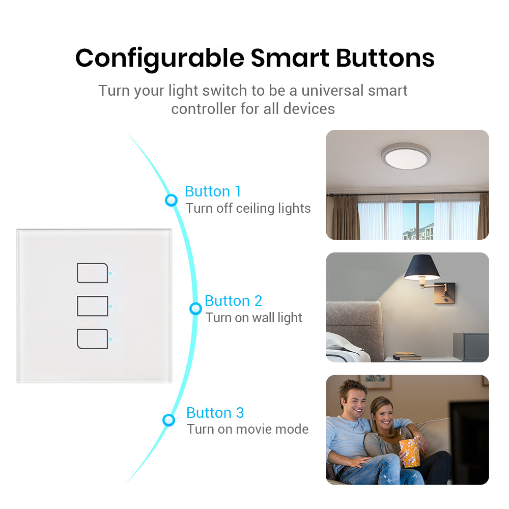(EU Standard) Smart Touch Wall Light Switch TC3